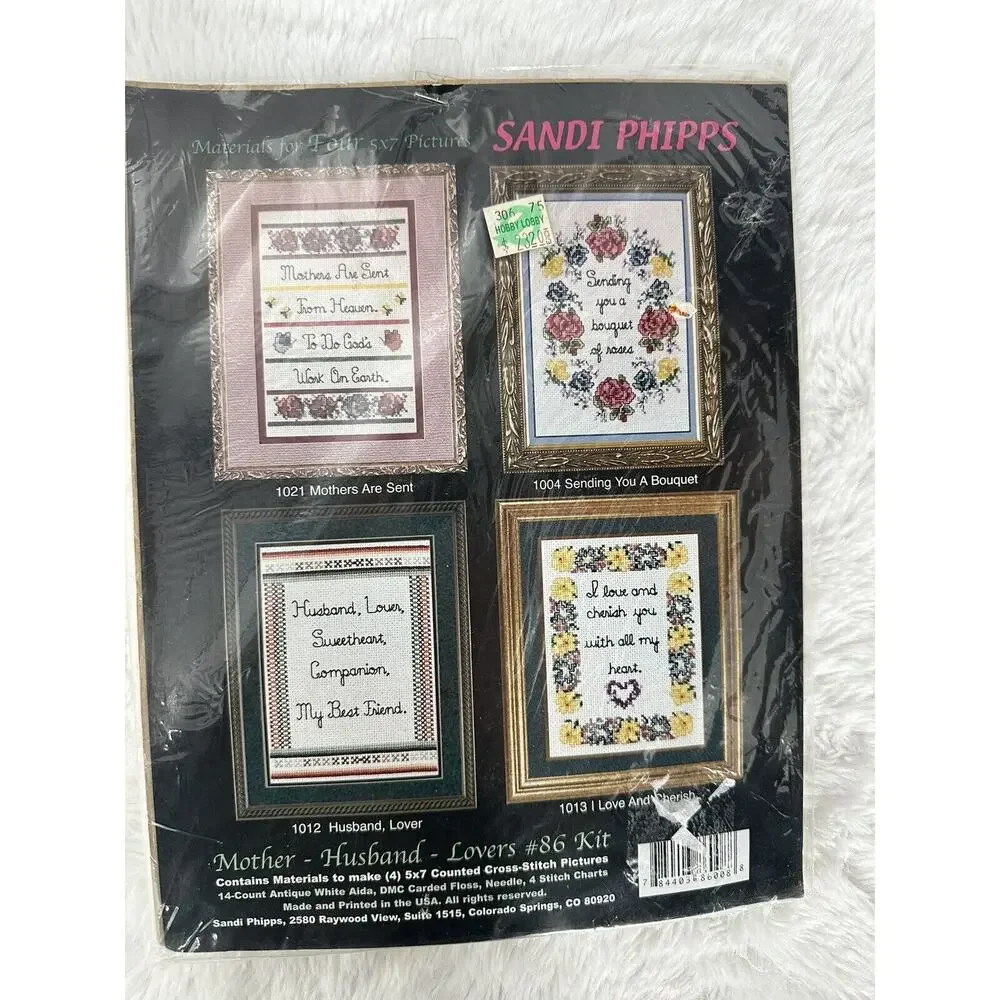 Vintage Sandi Phipps Mother Husband Lovers #86 Counted Cross Stitch Kit 4 Design